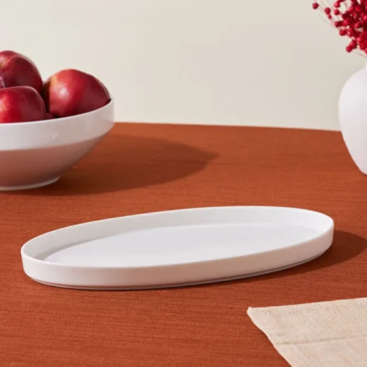 Karaca Stream Basic Line Small Boat Plate 25 cm made of New Bone, elegant modern serving plate for appetizers, desserts and side dishes - karaca - Image 2