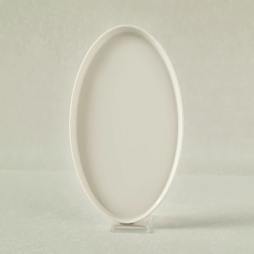 Karaca Stream Basic Line Small Boat Plate 25 cm made of New Bone, elegant modern serving plate for appetizers, desserts and side dishes - karaca - Image 3