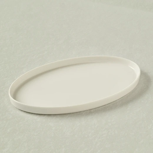 Karaca Stream Basic Line Small Boat Plate 25 cm made of New Bone, elegant modern serving plate for appetizers, desserts and side dishes - karaca - Image 4