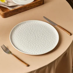 Karaca X Refika Pure White Round Serving Plate 28 cm, elegant porcelain plate suitable for main dishes, desserts and stylish dining tables