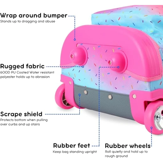 J World New York Sunrise Rolling Backpack (18) Confetti | Convertible Wheeled School Backpack - J world - Image 4