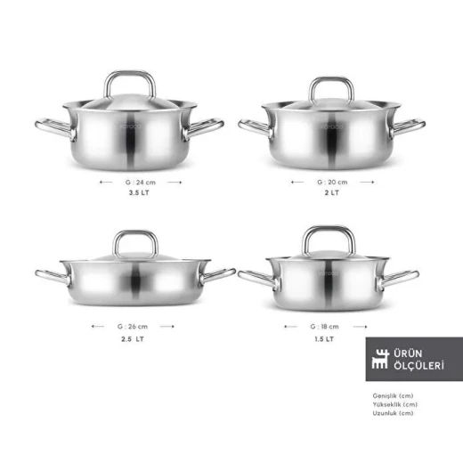 Karaca Power Steel 316+ 3Ply Spirit Induction Base 8-Piece Stainless Steel Cookware Set, durable multi-layer pots with even heat distribution - karaca - Image 5