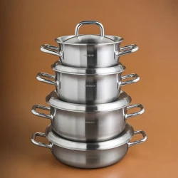Karaca Power Steel 316+ 3Ply Spirit Induction Base 8-Piece Stainless Steel Cookware Set, durable multi-layer pots with even heat distribution