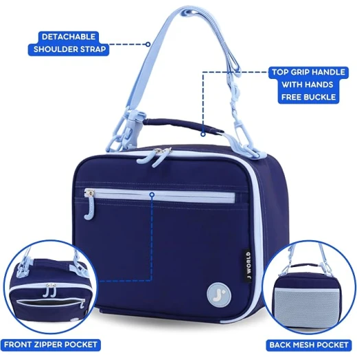 J World New York Cody Lunch Bag Navy | Insulated Lunch Bag with Shoulder Strap - J world - Image 6