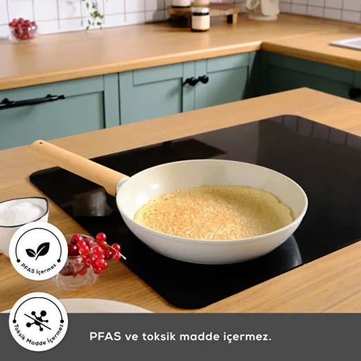 Karaca x Refika Swiss Crystal 24 cm Frying Pan Almond Cream – PFAS-Free Non-Stick Induction Compatible Pan - karaca - Image 4