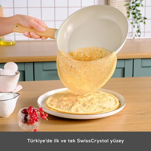 Karaca x Refika Swiss Crystal 24 cm Frying Pan Almond Cream – PFAS-Free Non-Stick Induction Compatible Pan - karaca - Image 3