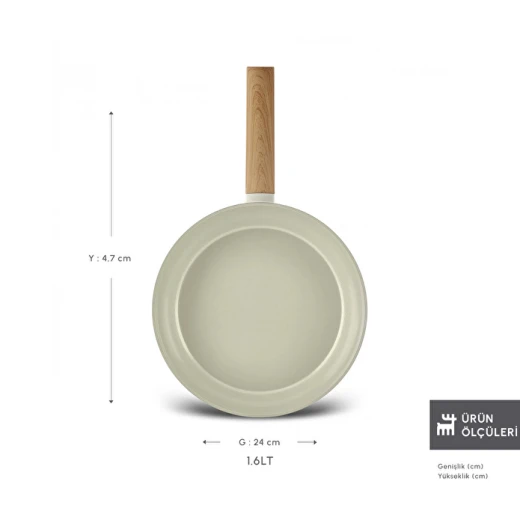 Karaca x Refika Swiss Crystal 24 cm Frying Pan Almond Cream – PFAS-Free Non-Stick Induction Compatible Pan - karaca - Image 5