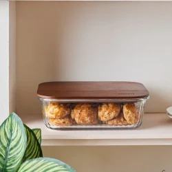 Karaca Massi Acacia Glass Storage Container 1500 ml – Transparent Food Storage Jar with Lid