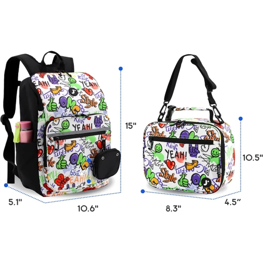 J World New York Junior Set: Backpack & Lunch Box Street Art | Matching Kids School Set - J world - Image 2