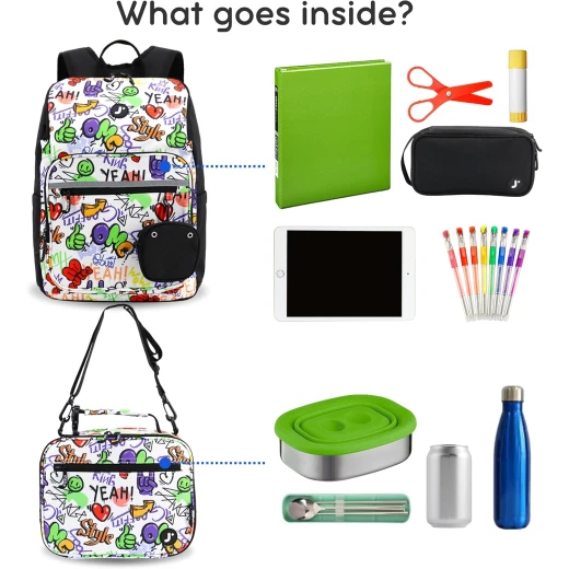 J World New York Junior Set: Backpack & Lunch Box Street Art | Matching Kids School Set - J world - Image 3