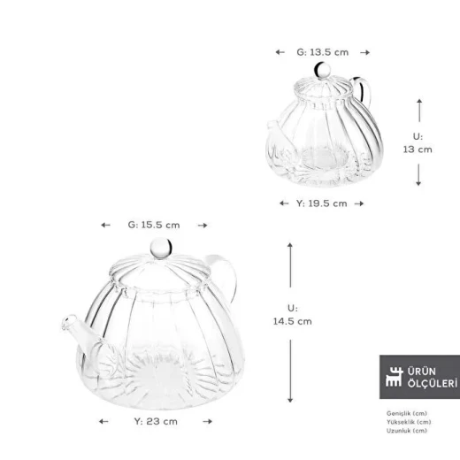 Karaca Lori Borosilicate Glass Teapot Set 0.6L & 1.2L – Elegant Transparent Tea Maker - karaca - Image 3
