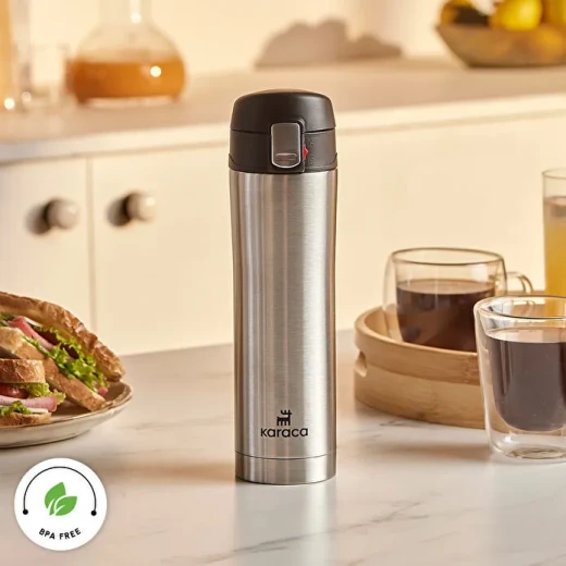 Karaca Pluton Stainless Steel Leakproof Thermos 450 ml Inox – 304 Steel Vacuum Travel Flask - karaca - Image 3