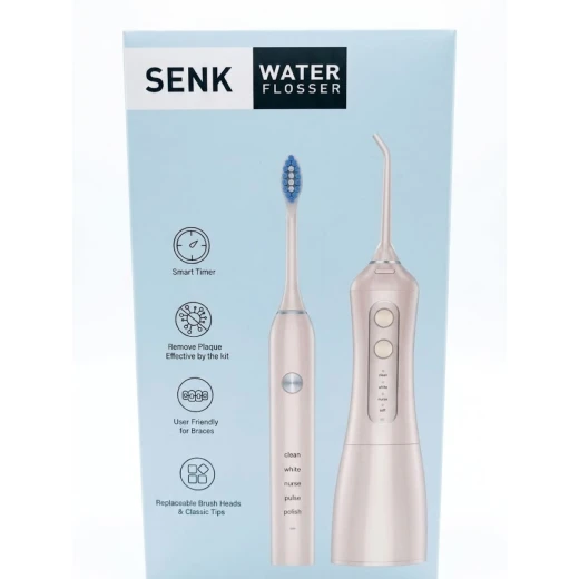 SENK Intelligent 2-in-1 Water Flosser & Electric Toothbrush Kit 320ml – USB Rechargeable Oral Cleaner