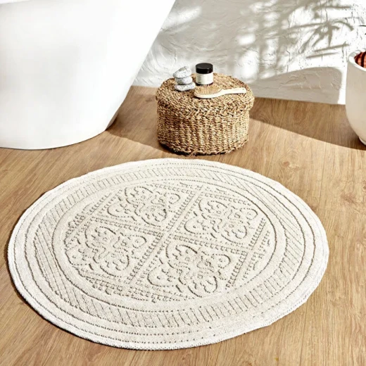 Karaca Home Vio Round Rug Ekru 100x100 cm – Elegant Soft Decorative Floor Mat for Home Karaca Home Vio Round Rug Ekru 100x100 cm – Elegant Soft Decorative Floor Mat for Home