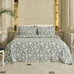 Karaca Home Alina Double Bedspread Set Blue – 250x240 cm Cover with 2 Pillowcases