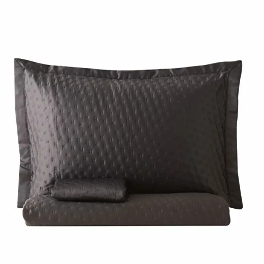 طقم غطاء سرير مزدوج كاراجا هوم أليس باللون الرمادي الفحمي (أنثراسيت)، مفرش سرير 240×250 سم مع 2 غطاء وسادة بتصميم أنيق - كراجا - Image 2