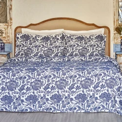 طقم غطاء سرير مزدوج كاراجا هوم سيلين أزرق، مفرش سرير 240×250 سم مع 2 غطاء وسادة بتصميم أنيق