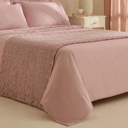 طقم جهاز عرائس كاراجا هوم بيليندا 7 قطع باللون وردي غباري، طقم مفروشات منزلي أنيق بتصميم فاخر