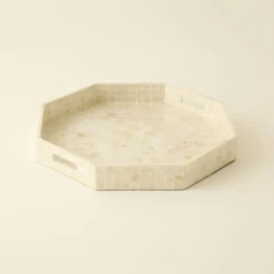 صينية ديكور كاراجا هوم كاري مقاس 37 × 37 × 5 سم – مصنوعة من الكابيز وألواح MDF بتصميم أنيق لتقديم الضيافة وتزيين المنزل