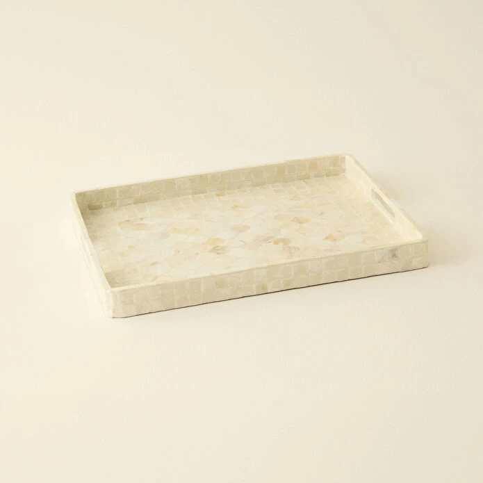 صينية ديكور كاراجا هوم كاري مقاس 39 × 29.5 × 3.5 سم – مصنوعة من الكابيز وألواح MDF بتصميم أنيق لتقديم الضيافة وتزيين المنزل - كراجا