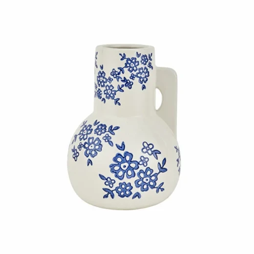 مزهرية كاراجا هوم كان البيضاء والزرقاء مقاس 16.7 × 16.7 × 22.9 سم – قطعة ديكور أنيقة لإضافة لمسة عصرية وفاخرة للمنزل - كراجا - Image 2