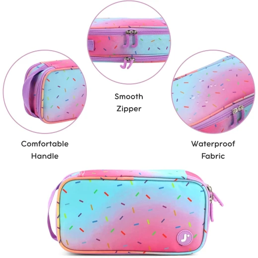J World New York Doodle Pencil Case Confetti | Large-Capacity Pouch with Handle Strap - J world - Image 3