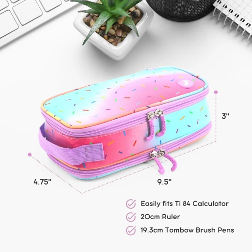 J World New York Doodle Pencil Case Confetti | Large-Capacity Pouch with Handle Strap - J world - Image 4