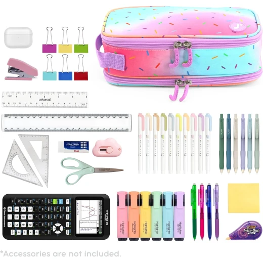 J World New York Doodle Pencil Case Confetti | Large-Capacity Pouch with Handle Strap - J world - Image 5