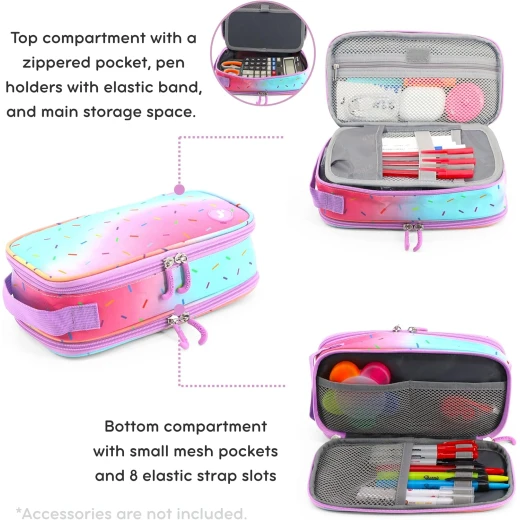 J World New York Doodle Pencil Case Confetti | Large-Capacity Pouch with Handle Strap - J world - Image 7