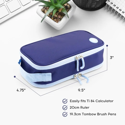 J World New York Doodle Pencil Case Navy | Large-Capacity Pouch with Handle Strap - J world - Image 3
