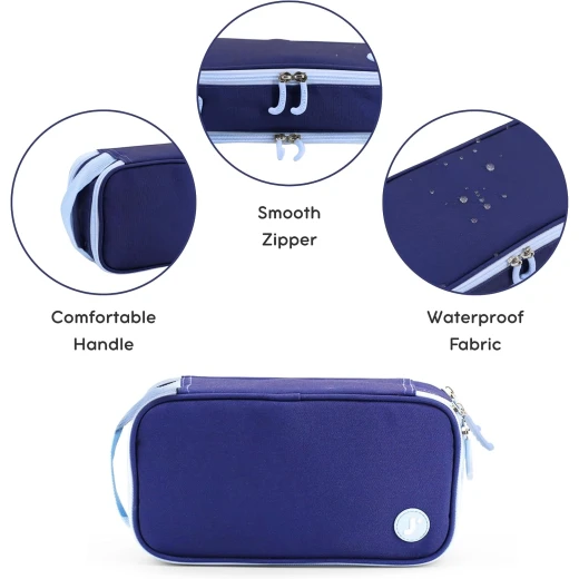 J World New York Doodle Pencil Case Navy | Large-Capacity Pouch with Handle Strap - J world - Image 4