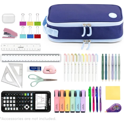 J World New York Doodle Pencil Case Navy | Large-Capacity Pouch with Handle Strap - J world - Image 5