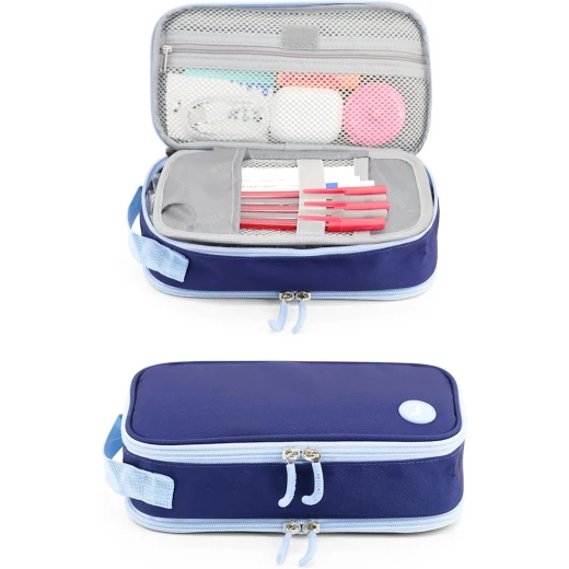 J World New York Doodle Pencil Case Navy | Large-Capacity Pouch with Handle Strap - J world - Image 6
