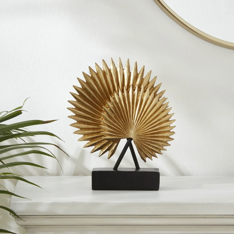 Karaca Home Palm Decorative Figurine Gold 24.5x8x28 cm Elegant Home Décor Accessory - karaca