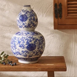 Karaca Home Lisbon Levi Knotted Ceramic Vase 21x21x34 cm Hand Painted Decorative Home Accessory