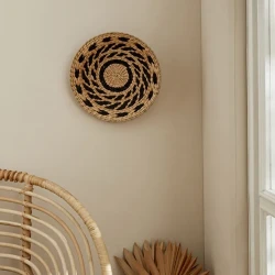 طبق حائط من الخوص كاراجا هوم لارين مقاس 30×30 سم بارتفاع 5 سم ديكور طبيعي أنيق لتزيين المنزل