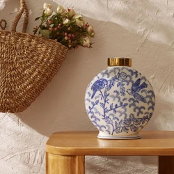 كوب ديكوري كاراجا هوم ليسبون بول من السيراميك مقاس 23×11.5×26.5 سم مزين يدويًا بتصميم فني أنيق