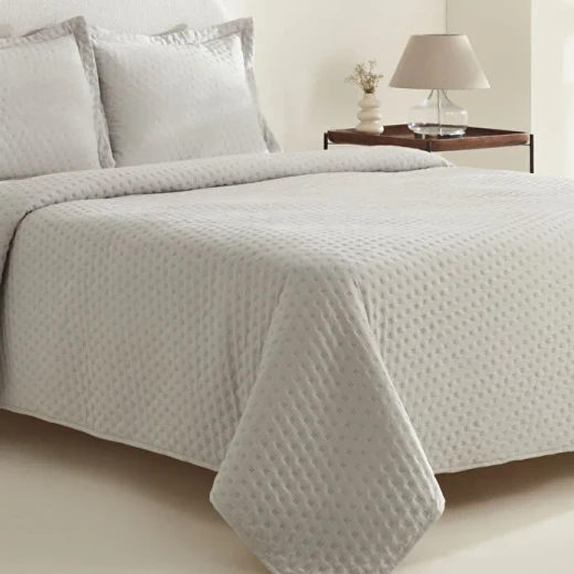 مفرش سرير كاراجا هوم بريز سوفت مفرد رمادي 160×240 سم مع 2 غطاء وسادة مزين بحواف من بوليستر 100% - كراجا - Image 5