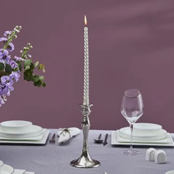 Karaca Home Rena Silver Candle Holder 22 cm Elegant Decorative Home Accessory