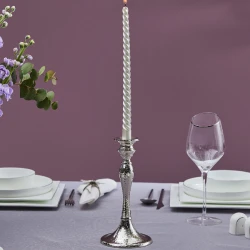 Karaca Home Rena Silver Candle Holder 26 cm Elegant Decorative Home Décor Accessory