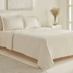 طقم غطاء لحاف كاراجا هوم فيلفيس مزدوج بيج من القطن 100% مقاس 200×220 سم مع شرشف وغطائي وسادة - كراجا