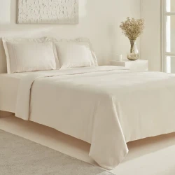 Karaca Home Felves 100% Cotton Double Duvet Cover Set Beige 200x220 cm with Bed Sheet and 2 Pillowcases