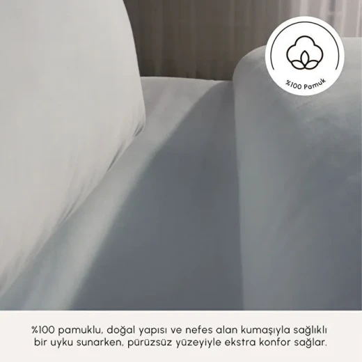 طقم مفارش سرير كاراجا هوم إينا مزدوج أبيض، قطن بيركال 80 خيط بنسبة 100% بتصميم ناعم وأنيق مع غطاء لحاف وملاءة و2 غطاء وسادة بمقاسات مريحة - كراجا - Image 5