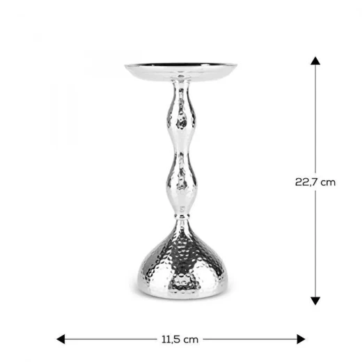 Karaca Home Arlen Silver Candle Holder 22.7x11.5 cm Elegant Decorative Candle Stand for Modern Home Interior Design - karaca - Image 2