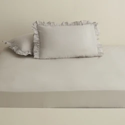 كاراتشا هوم بيسيك ملاءة سرير سادة مفردة رمادية 160×240 سم من القطن 100% ناعمة ومريحة للاستخدام اليومي