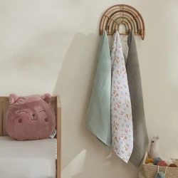 كاراتشا هوم جانغل طقم مناشف موسلين للرضع متعدد الألوان 65×65 سم قطعتين من القطن 100% ناعم وآمن للأطفال