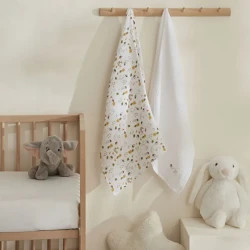 Karaca Home Bee 100% Cotton Baby Muslin Set Yellow 2 Pieces 65x65 cm Soft Lightweight Baby Essentials
