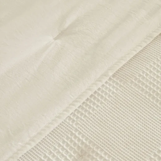 Karaca Home Perios Double Spring Comfort Bedding Set White Ruffled Design, 100% Cotton Quilt 200x220 cm, Sheet and 2 Pillowcases with Silicone Filling - karaca - Image 2