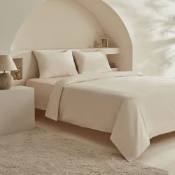 طقم غطاء لحاف كاراجا هوم فيناس بيج مزدوج من القطن 100% ساتان 80 خيط مع شراشف ووسادتين بحواف أنيقة مقاس 200×220 سم جودة فاخرة