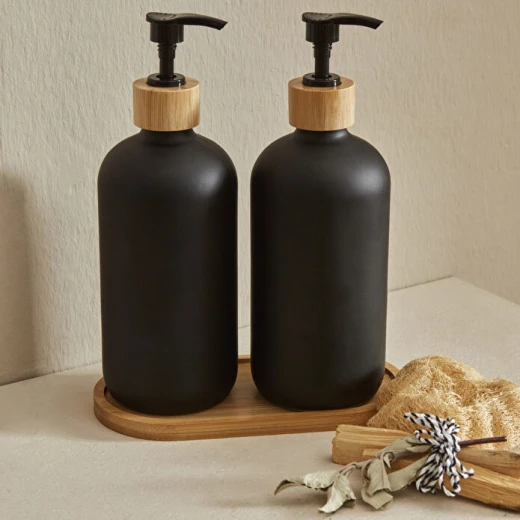 طقم إكسسوارات حمام كاراجا هوم سيسيليا 3 قطع موزع صابون ولوشن مع صينية أنيقة سعة 400 مل تصميم عصري لإضفاء لمسة راقية على الحمام - كراجا - Image 3